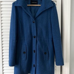 Lands end boiled wool single breasted pea coat cobalt size 6 tall